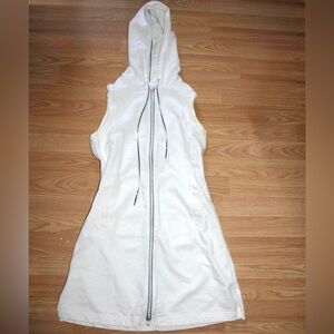 White Sleeveless Hoodie Coverup Dress